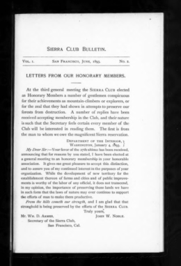 Sierra Club Bulletin 1893 Vol 1 No 2 June cover